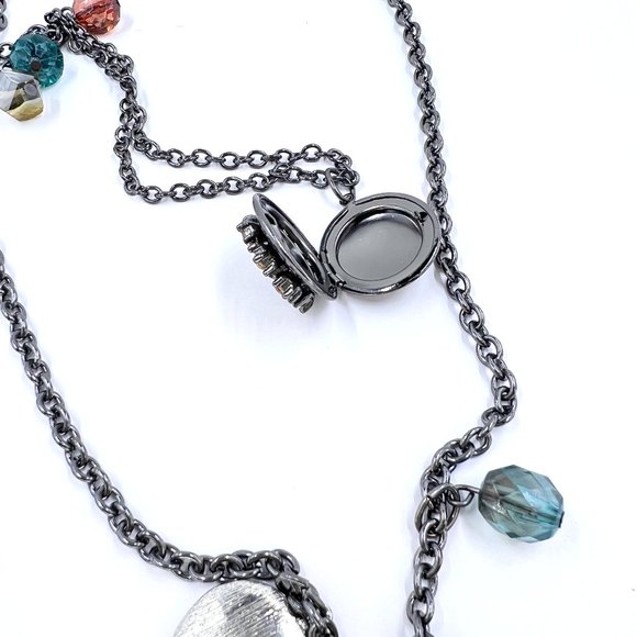 NWOT – Lane Bryant – Green Quartz Beaded Locket Gunmetal Tone 24” Necklace - Picture 9 of 10